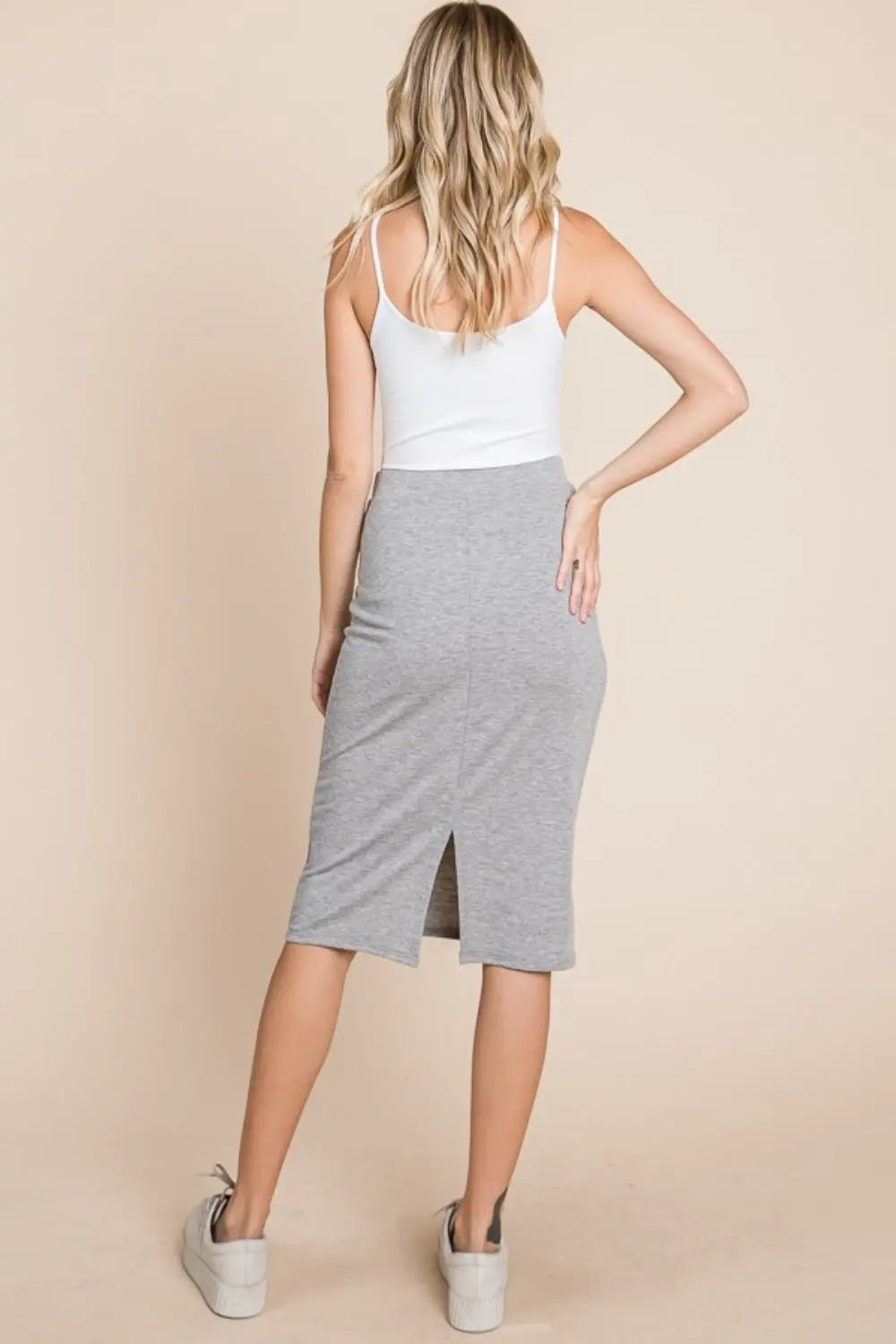 BOMBOM Elastic Waist Pencil Skirt - Beautifeye Boutique