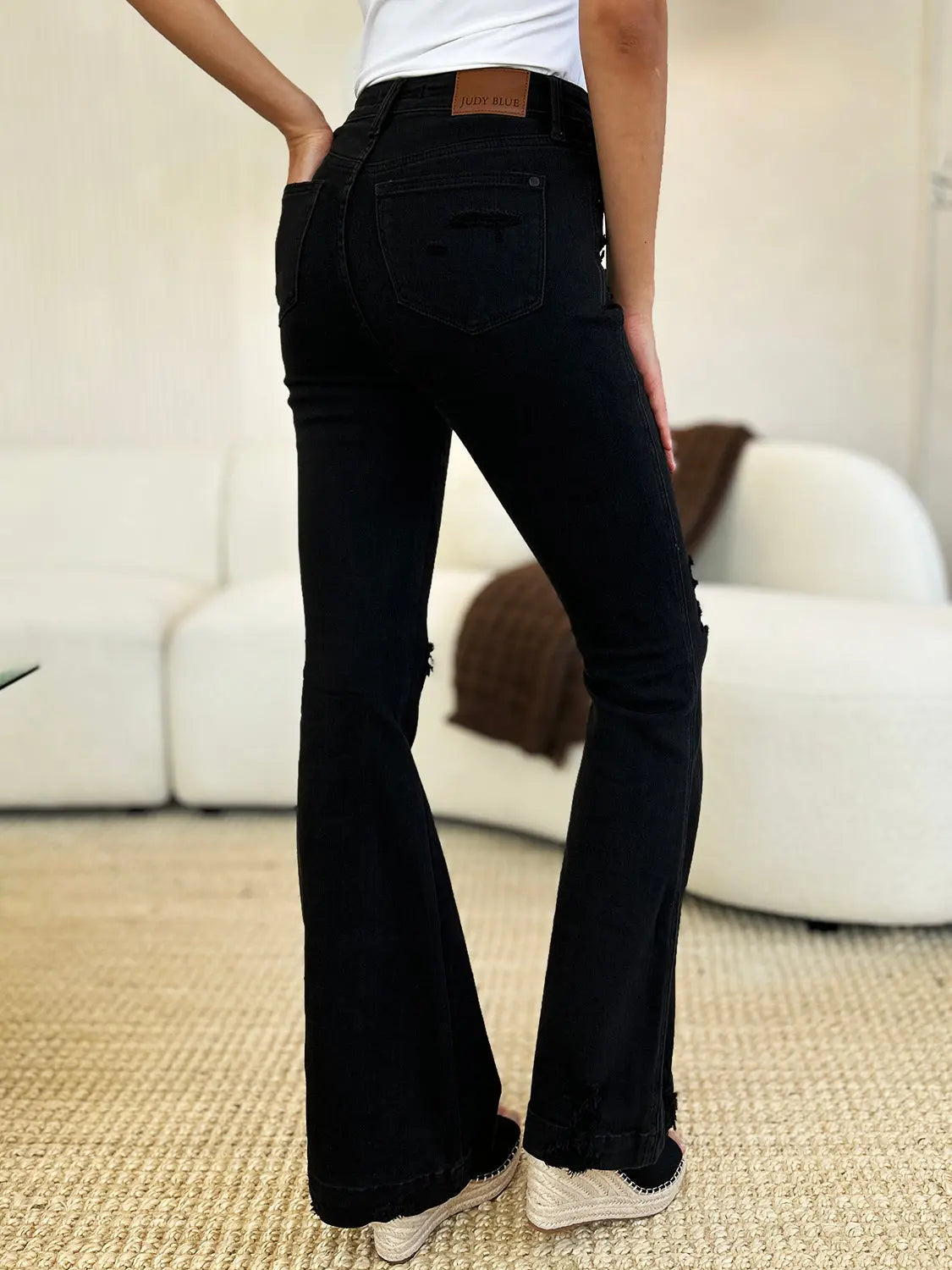 Judy Blue Full Size High Waist Distressed Flare Jeans - Beautifeye Boutique