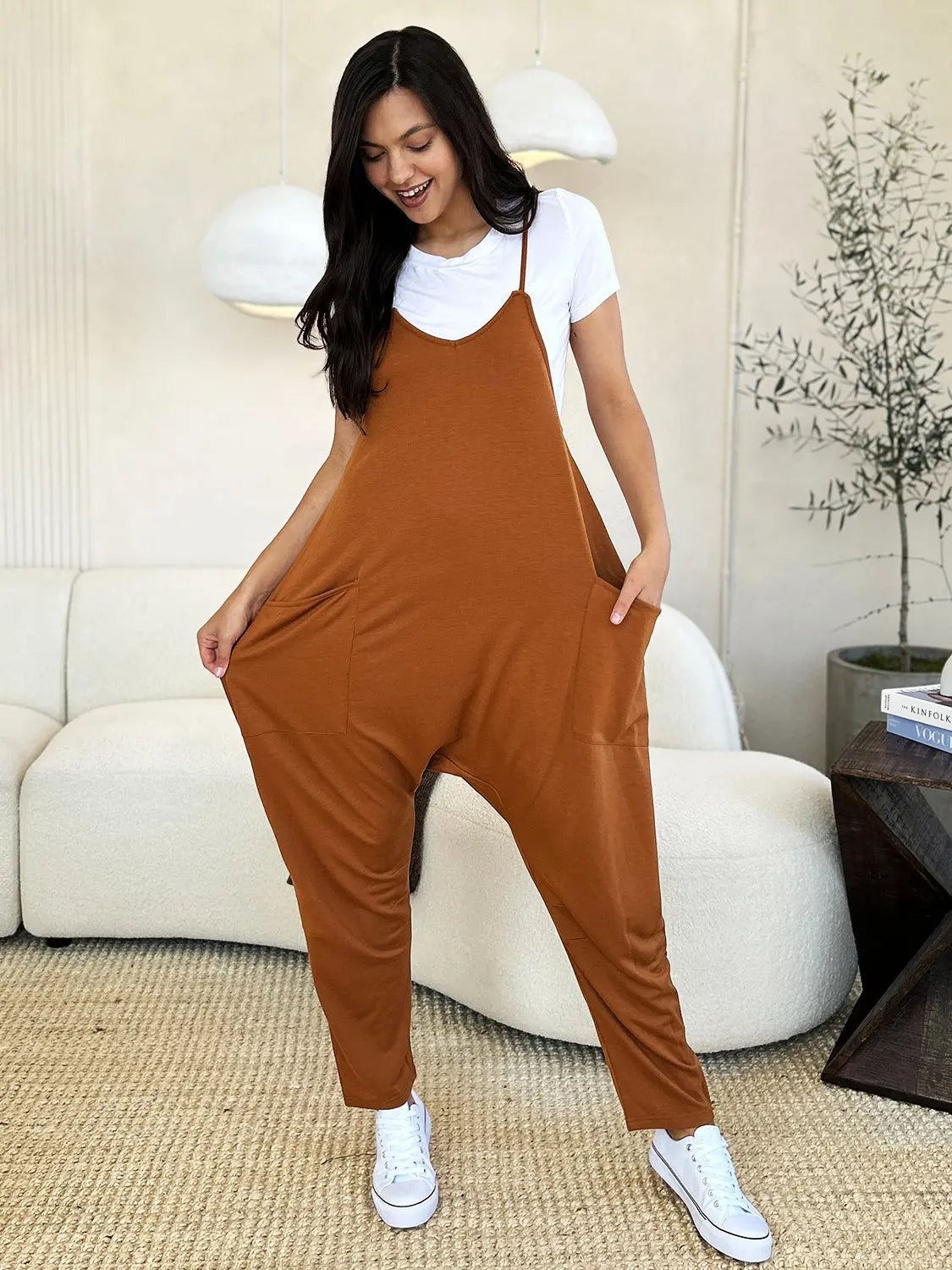 Double Take Full Size Sleeveless V-Neck Pocketed Jumpsuit - Beautifeye Boutique