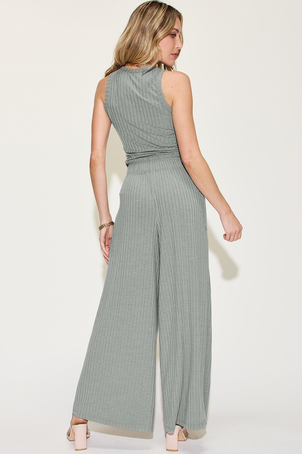Basic Bae Ribbed Tank and Wide Leg Pants Set - Beautifeye Boutique