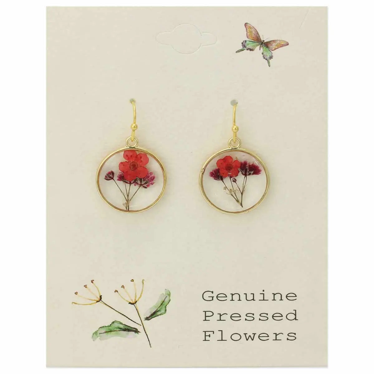 Cottage Pink Dried Flower Round Earrings - Beautifeye Boutique
