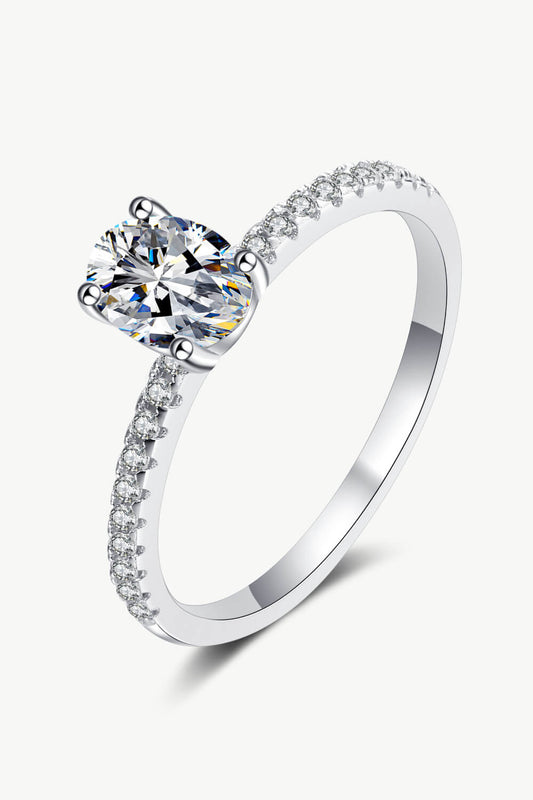 .925 Sterling Silver Inlaid 1 Carat Moissanite Ring - Beautifeye Boutique