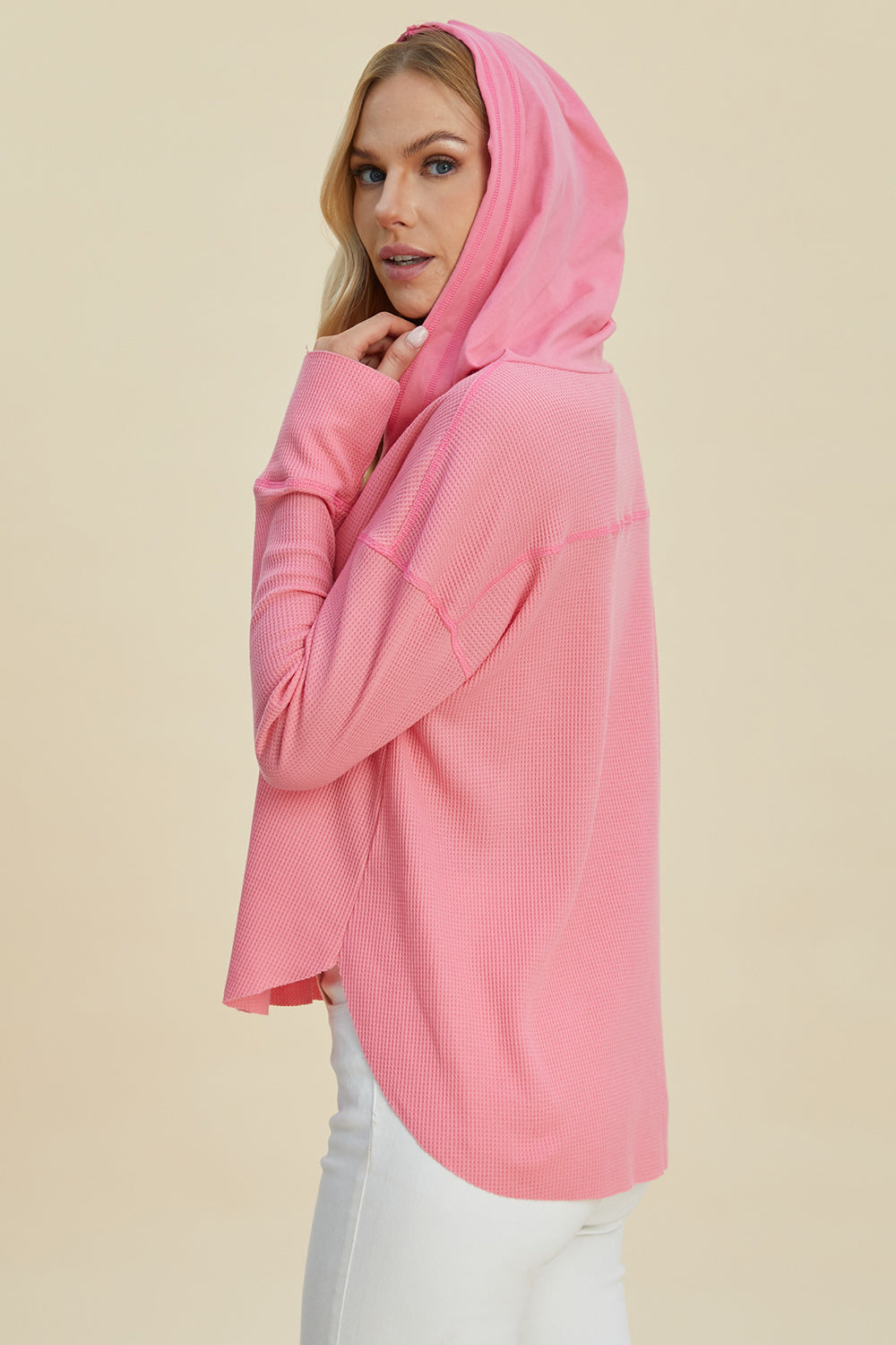Double Take All Seasons High-Low Long Sleeve Hoodie - Beautifeye Boutique