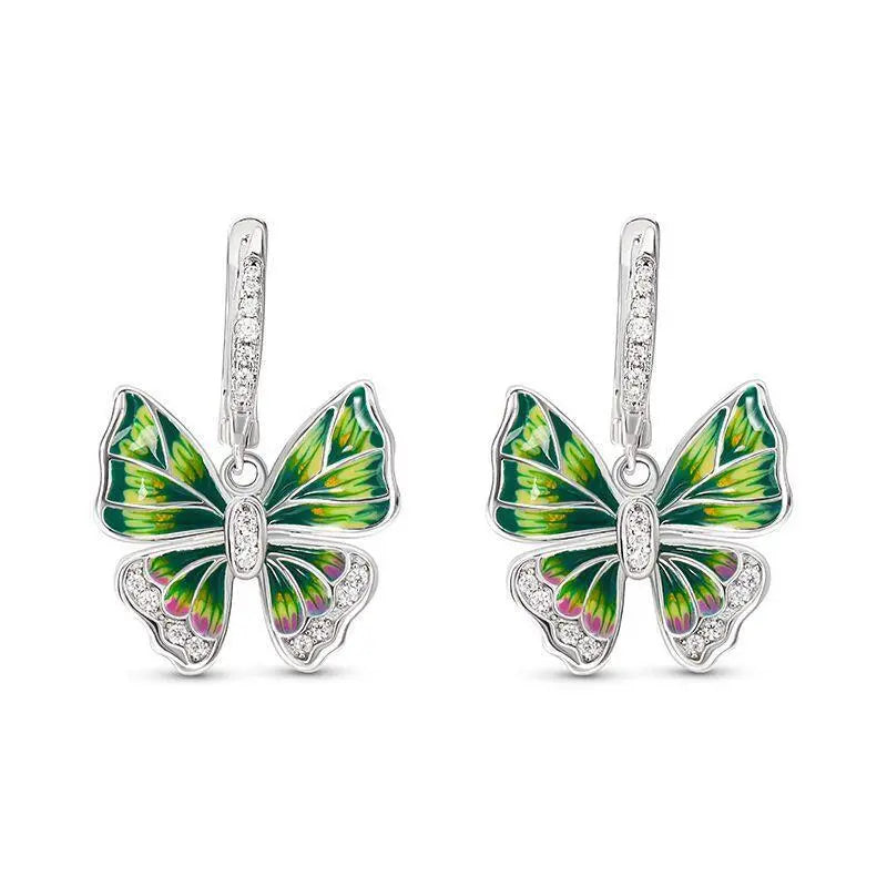 Colorful Butterfly Drop Oil Slightly Inlaid With White Stone Necklace - Beautifeye Boutique