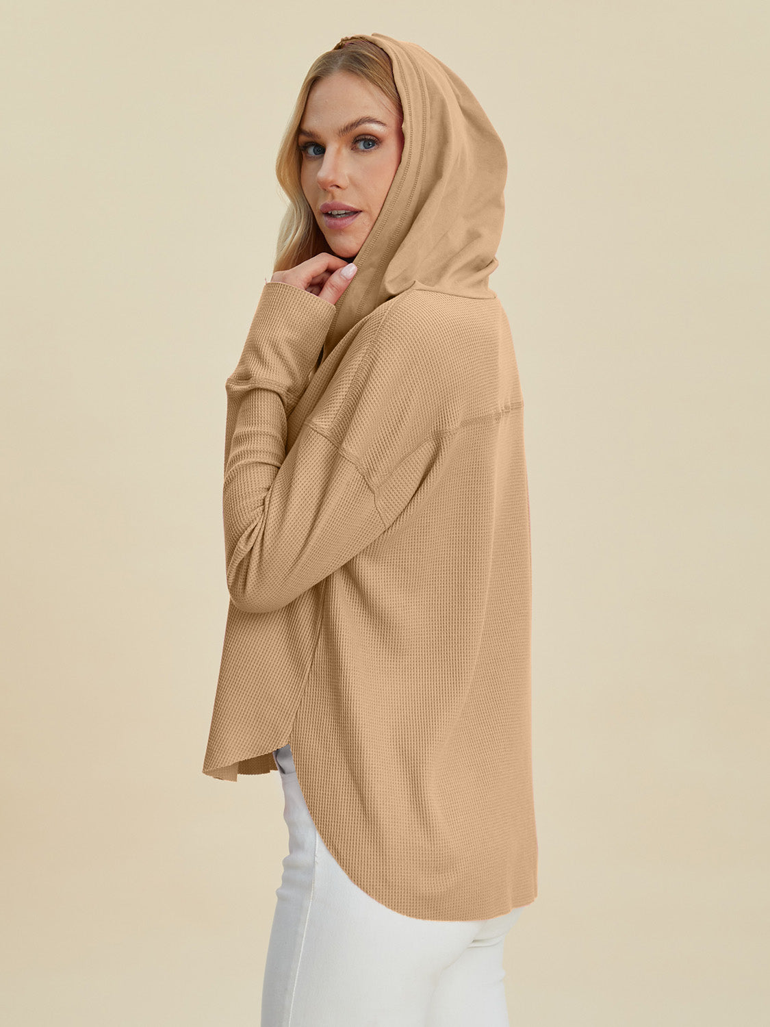 Double Take All Seasons High-Low Long Sleeve Hoodie - Beautifeye Boutique