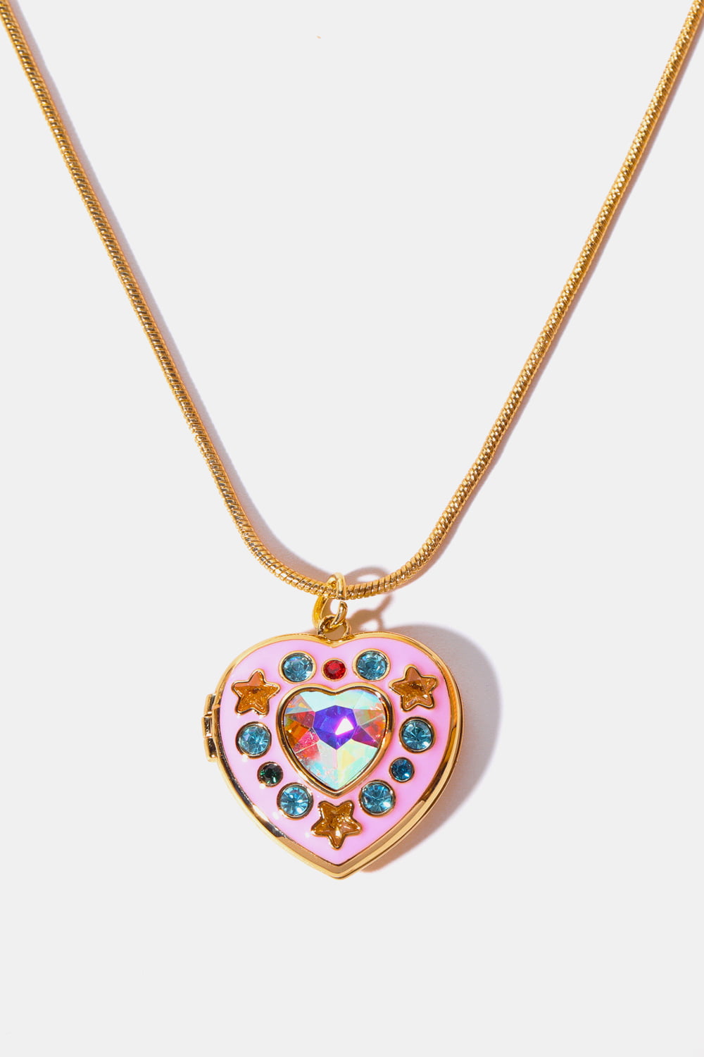 Rhinestone Decor Heart Box Pendant Necklace - Beautifeye Boutique